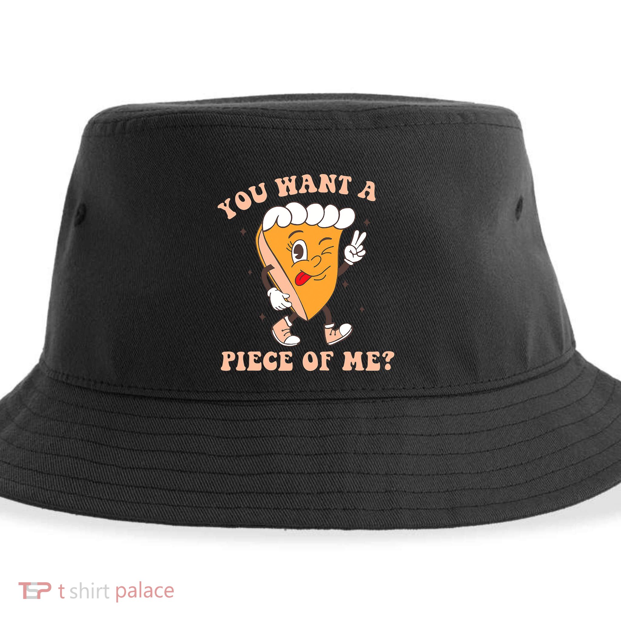 Pumpkin Pie Thanksgiving You Want A Piece Of Me Cute Funny Sustainable Bucket Hat