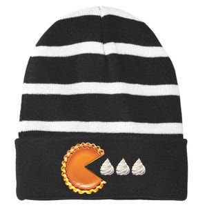 Pumpkin Pie Thanksgiving Day Striped Beanie with Solid Band