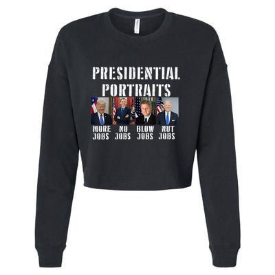 Presidential Portraits Trump More Jobs Obama No Jobs Bush Cropped Pullover Crew