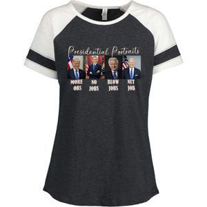 Presidential Portraits Trump More Jobs Obama No Jobs Bush Enza Ladies Jersey Colorblock Tee