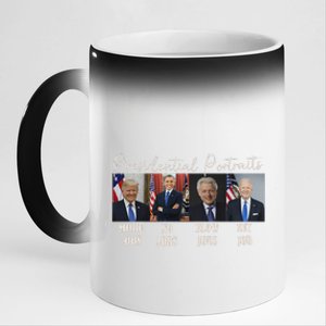 Presidential Portraits Trump Obama Bush 11oz Black Color Changing Mug