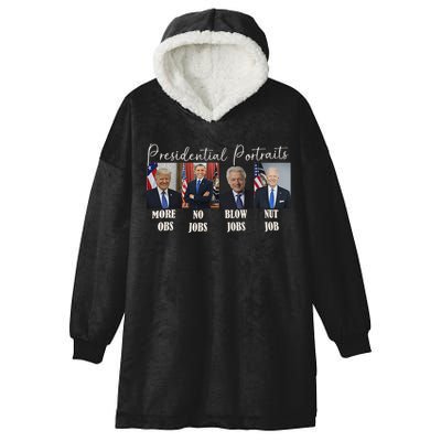 Presidential Portraits Trump Obama Bush Hooded Wearable Blanket