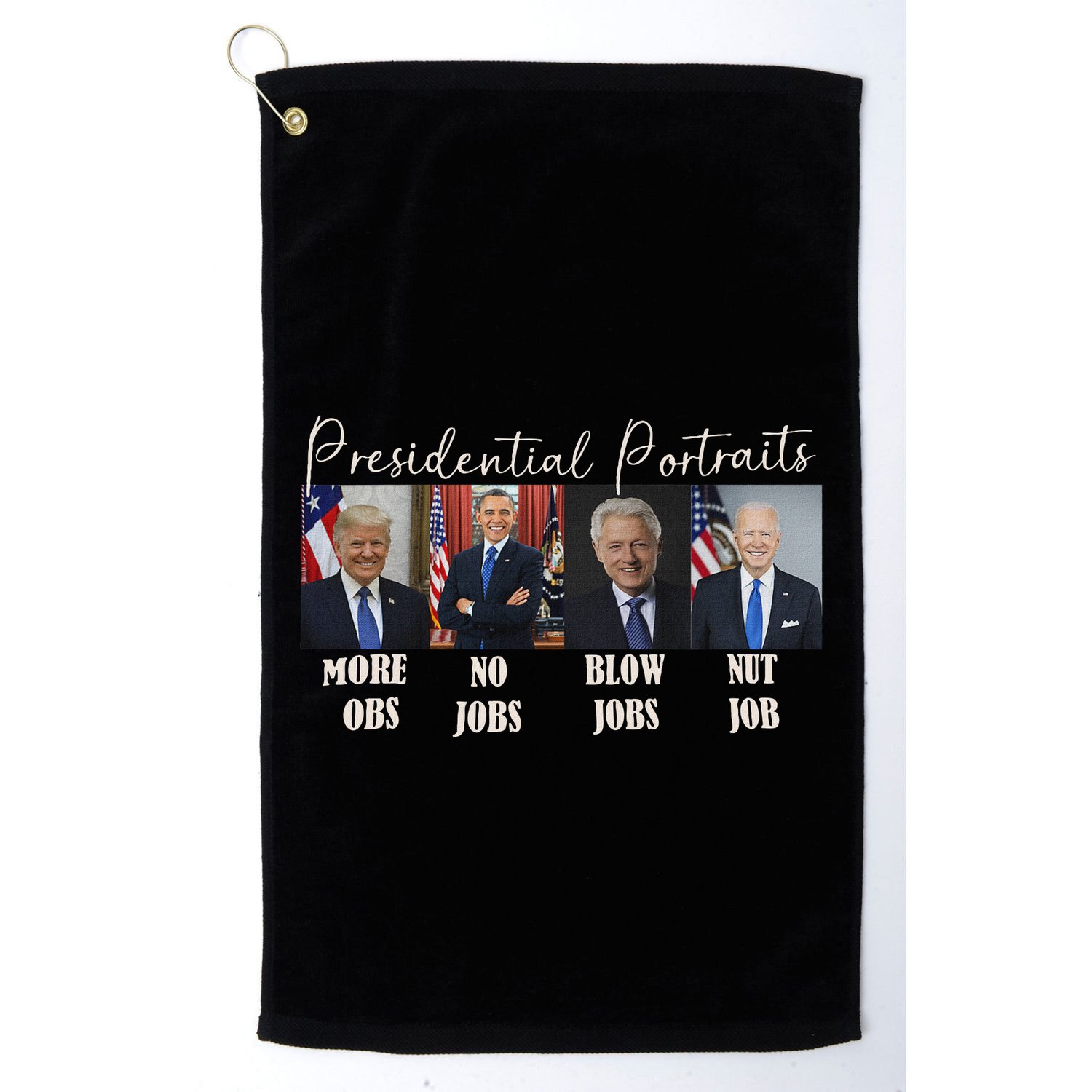 Presidential Portraits Trump Obama Bush Golf Towel