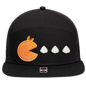 Pumpkin Pie Thanksgiving Whipped Cream Dollop Autumn Fall 7 Panel Mesh Trucker Snapback Hat