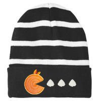 Pumpkin Pie Thanksgiving Whipped Cream Dollop Autumn Fall Striped Beanie with Solid Band