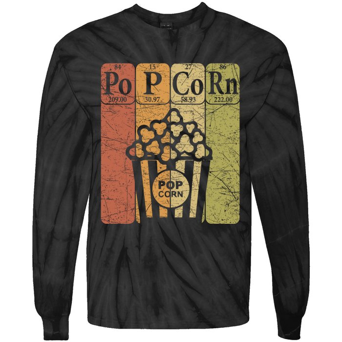 Popcorn Periodic Table Elements Cinema Lover Movie Snack Tie-Dye Long Sleeve Shirt