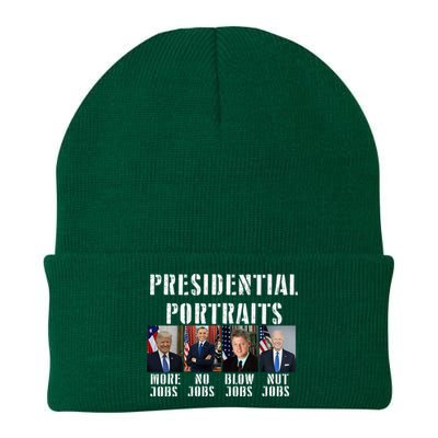 Presidential Portraits Trump More Jobs Obama No Jobs Bush Knit Cap Winter Beanie