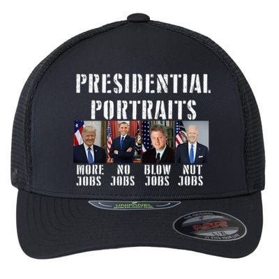 Presidential Portraits Trump More Jobs Obama No Jobs Bush Flexfit Unipanel Trucker Cap