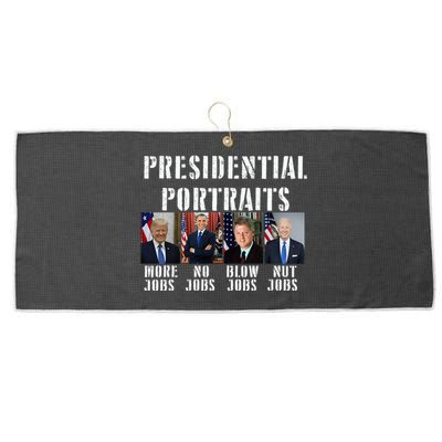 Presidential Portraits Trump More Jobs Obama No Jobs Bush Large Microfiber Waffle Golf Towel