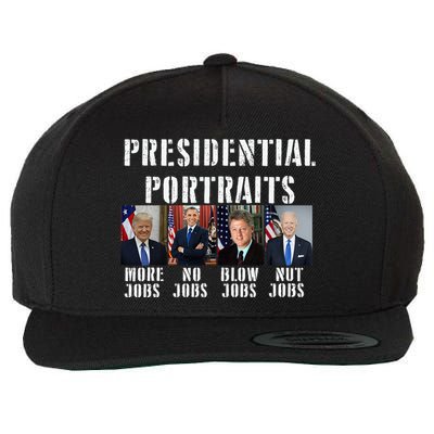 Presidential Portraits Trump More Jobs Obama No Jobs Bush Wool Snapback Cap