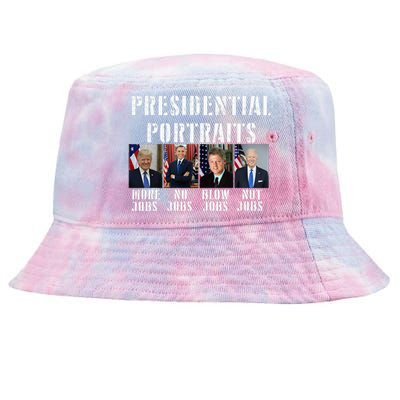 Presidential Portraits Trump More Jobs Obama No Jobs Bush Tie-Dyed Bucket Hat