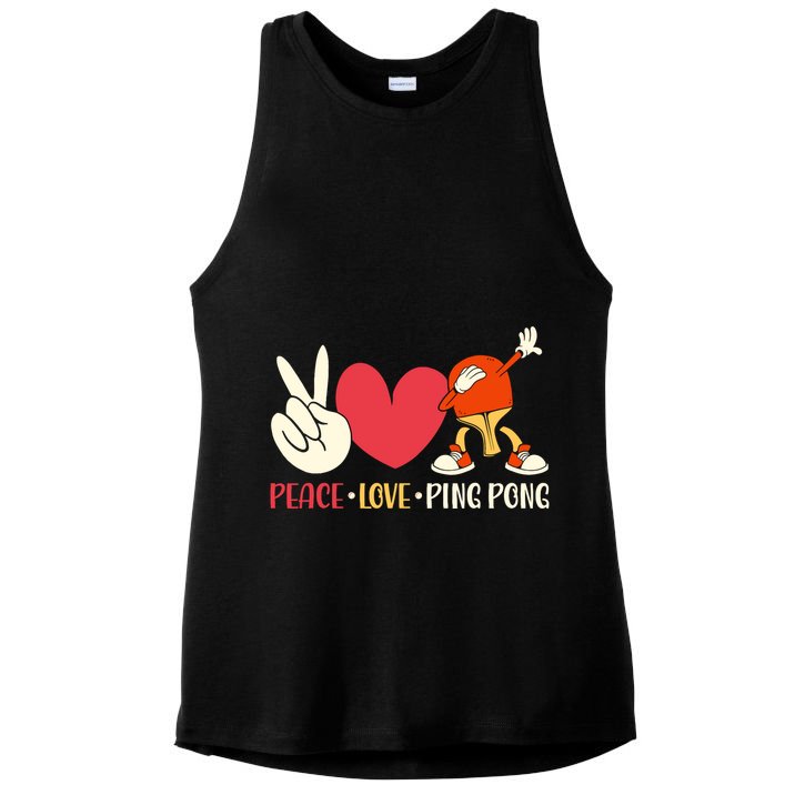Ping Pong Table Tennis Paddle Peace Love Ping Pong Ladies PosiCharge Tri-Blend Wicking Tank