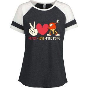 Ping Pong Table Tennis Paddle Peace Love Ping Pong Enza Ladies Jersey Colorblock Tee