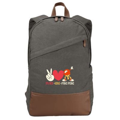 Ping Pong Table Tennis Paddle Peace Love Ping Pong Cotton Canvas Backpack