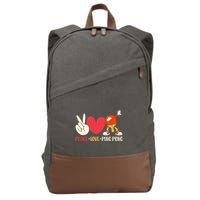 Ping Pong Table Tennis Paddle Peace Love Ping Pong Cotton Canvas Backpack