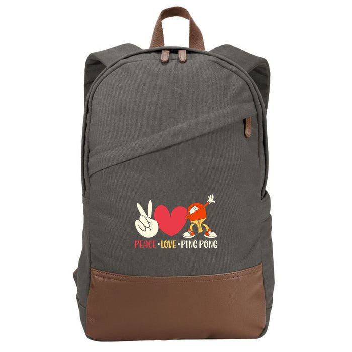 Ping Pong Table Tennis Paddle Peace Love Ping Pong Cotton Canvas Backpack