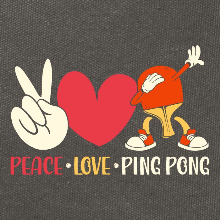 Ping Pong Table Tennis Paddle Peace Love Ping Pong Cotton Canvas Backpack