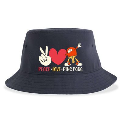 Ping Pong Table Tennis Paddle Peace Love Ping Pong Sustainable Bucket Hat