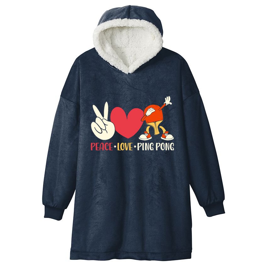 Ping Pong Table Tennis Paddle Peace Love Ping Pong Hooded Wearable Blanket