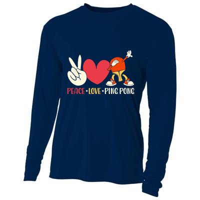 Ping Pong Table Tennis Paddle Peace Love Ping Pong Cooling Performance Long Sleeve Crew