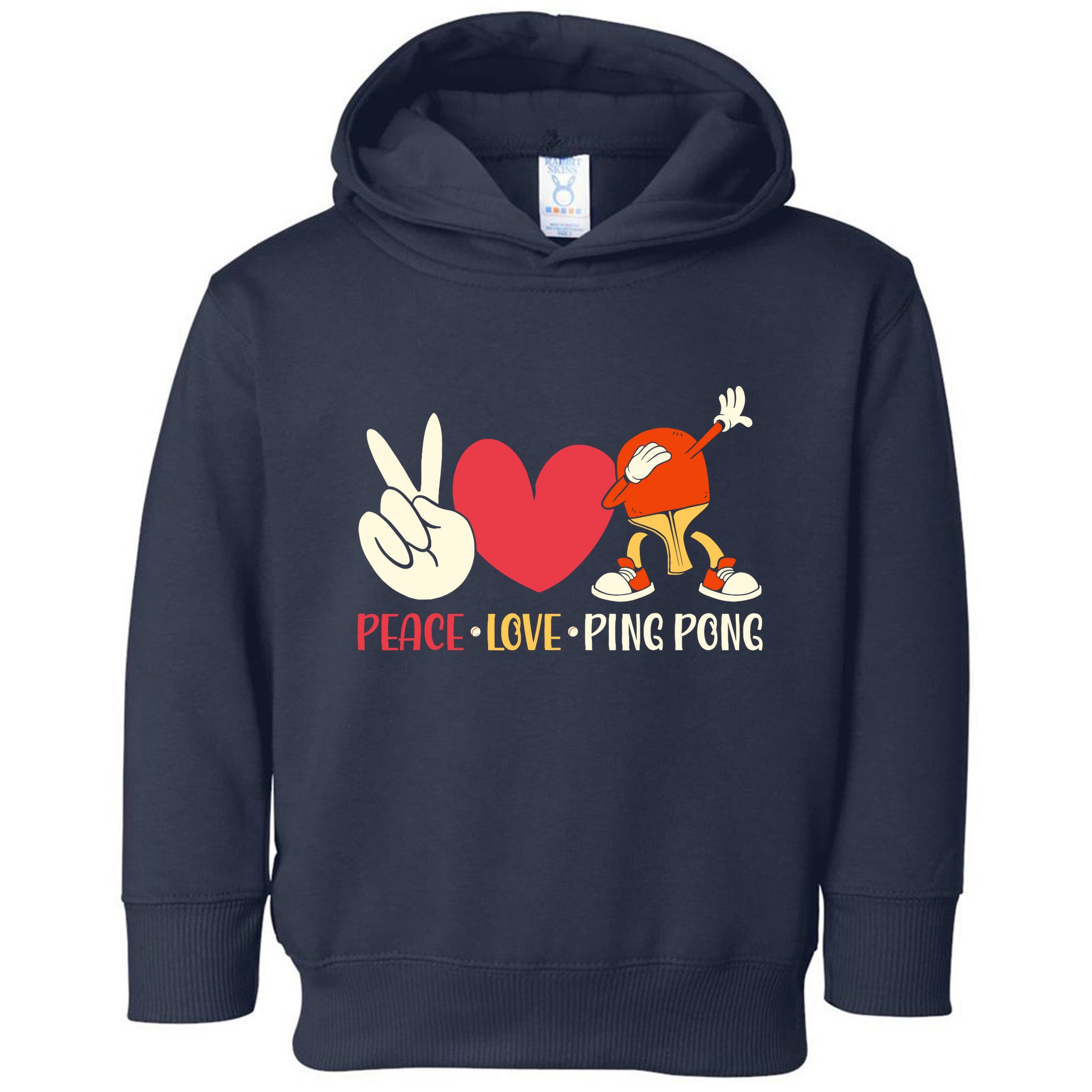 Ping Pong Table Tennis Paddle Peace Love Ping Pong Toddler Hoodie
