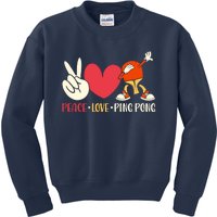 Ping Pong Table Tennis Paddle Peace Love Ping Pong Kids Sweatshirt