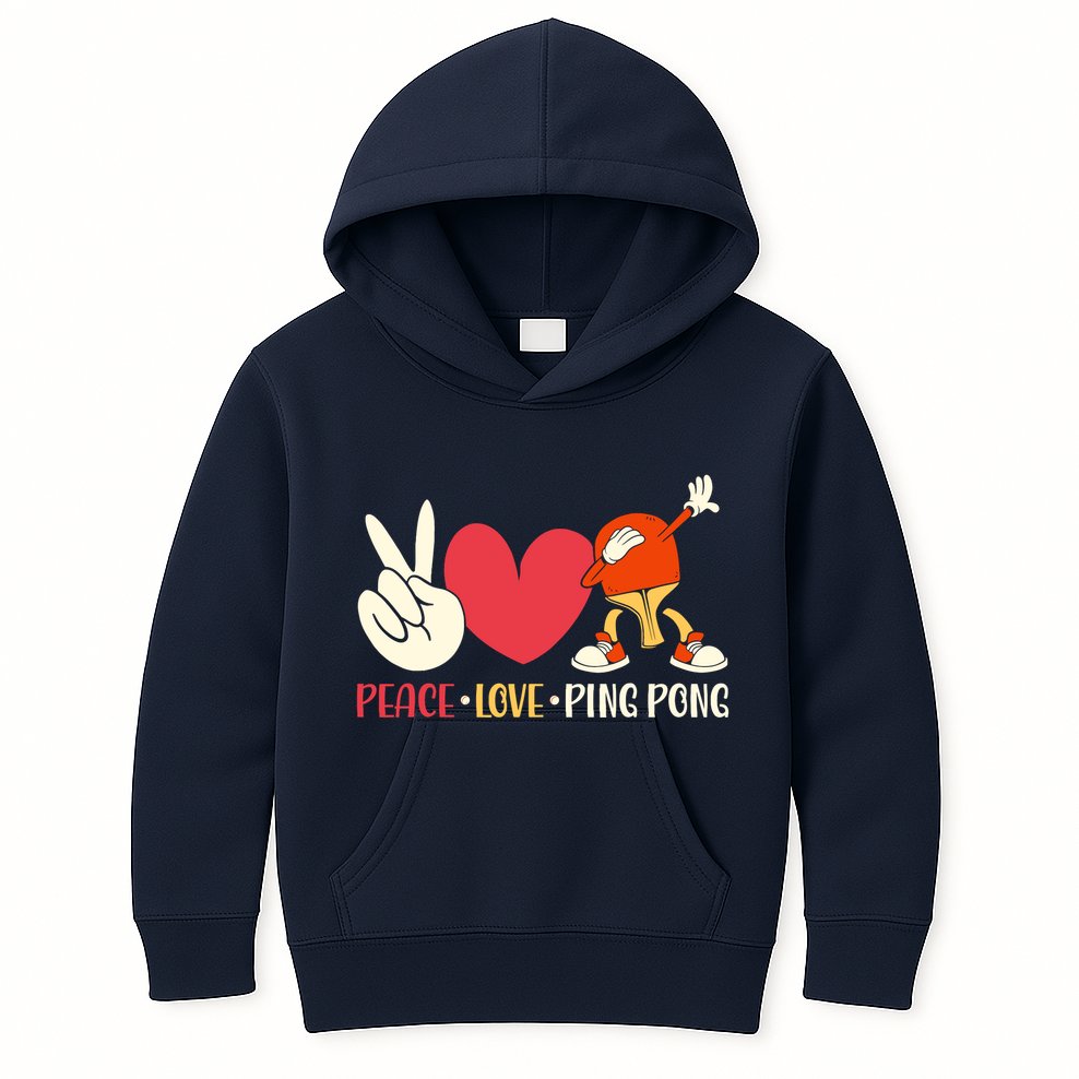 Ping Pong Table Tennis Paddle Peace Love Ping Pong Kids Hoodie