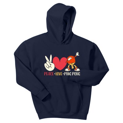 Ping Pong Table Tennis Paddle Peace Love Ping Pong Kids Hoodie