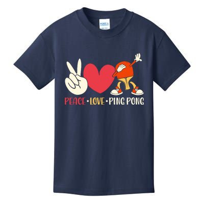 Ping Pong Table Tennis Paddle Peace Love Ping Pong Kids T-Shirt