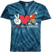 Ping Pong Table Tennis Paddle Peace Love Ping Pong Kids Tie-Dye T-Shirt