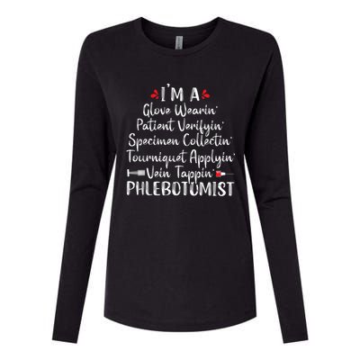 Phlebotomist Phlebotomy Technician Funny Nurse Clinical Womens Cotton Relaxed Long Sleeve T-Shirt