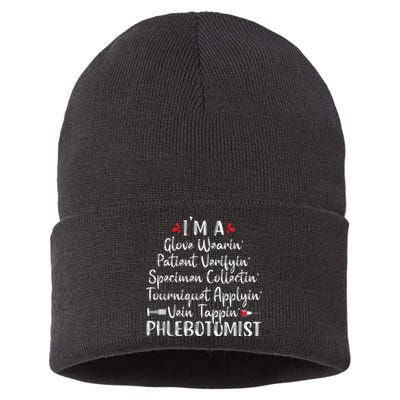 Phlebotomist Phlebotomy Technician Funny Nurse Clinical Sustainable Knit Beanie