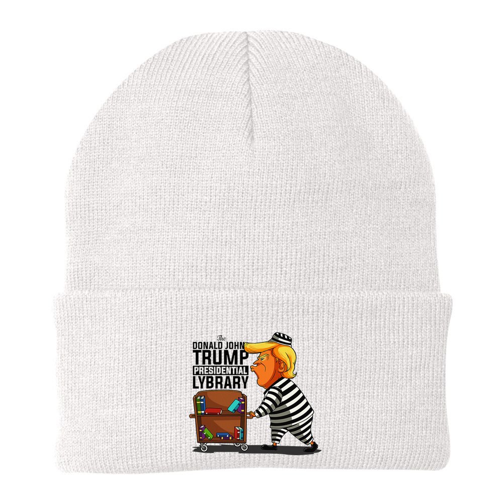 Prison Prisoner Trump Presidential Library Funny Anti Trump Beanie