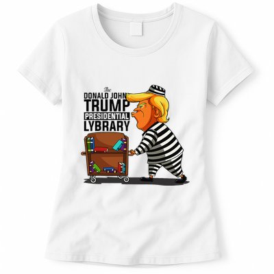 Prison Prisoner Trump Presidential Library Funny Anti Trump Womens T-Shirt