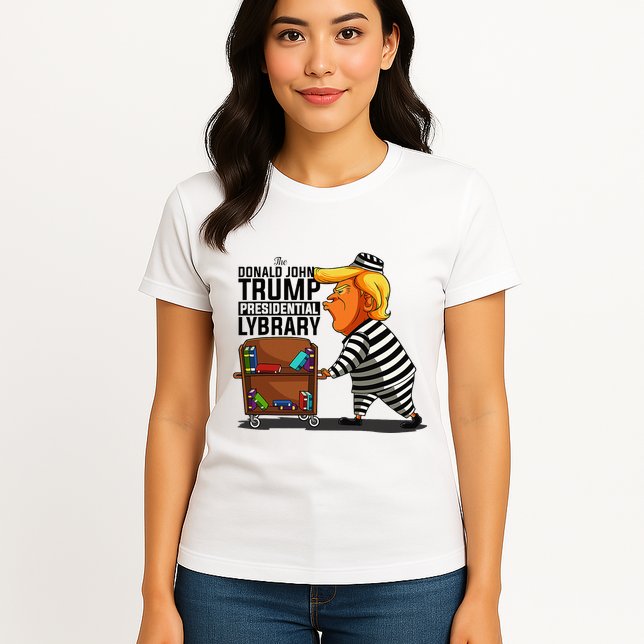 Prison Prisoner Trump Presidential Library Funny Anti Trump Womens T-Shirt