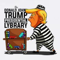 Prison Prisoner Trump Presidential Library Funny Anti Trump Women's V-Neck T-Shirt