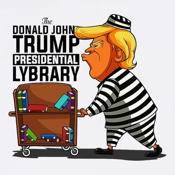 Prison Prisoner Trump Presidential Library Funny Anti Trump Women's V-Neck T-Shirt