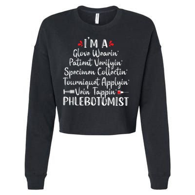 Phlebotomist Phlebotomy Technician Funny Nurse Clinical Cropped Pullover Crew