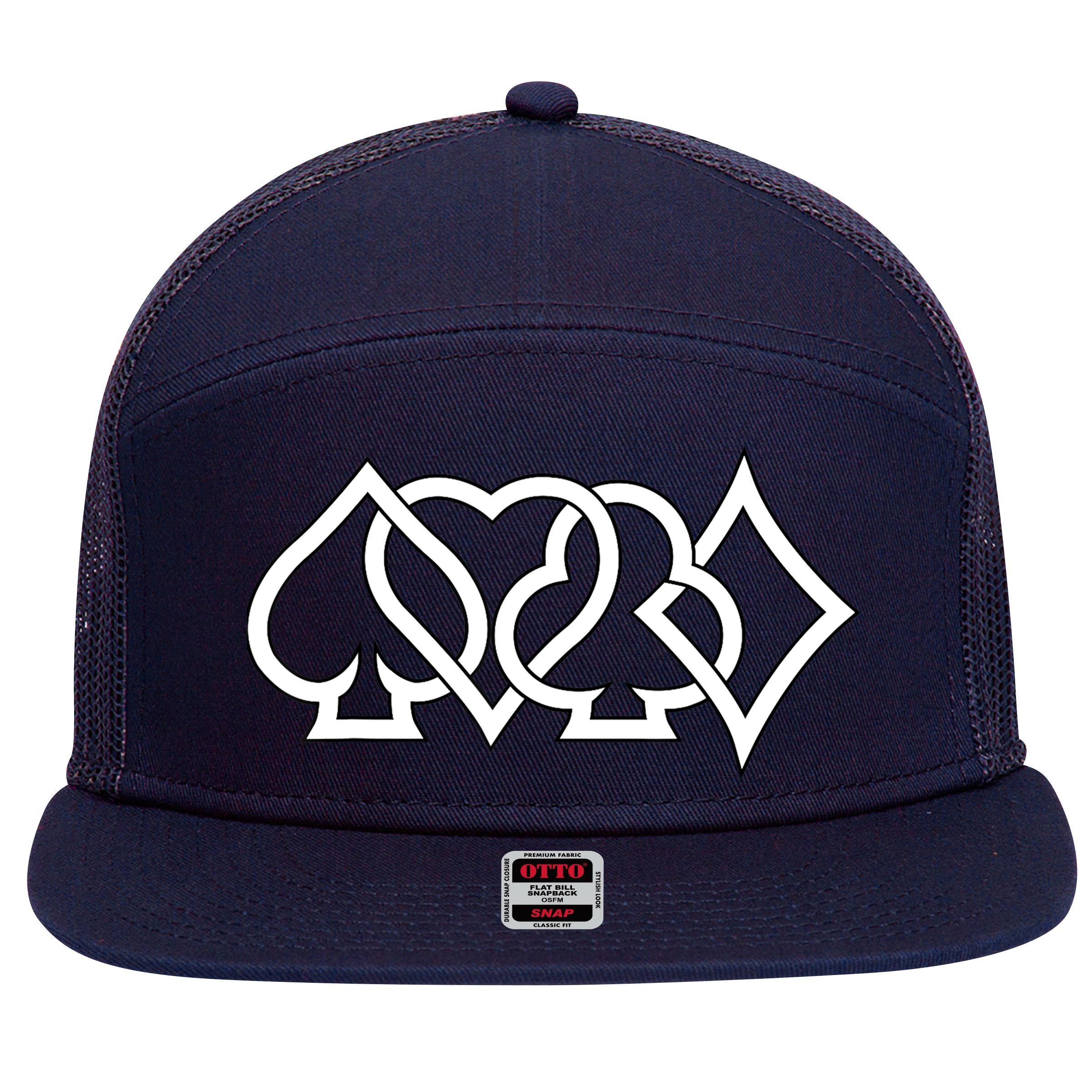 Poker Player Texas Hold'Em Poker 7 Panel Mesh Trucker Snapback Hat