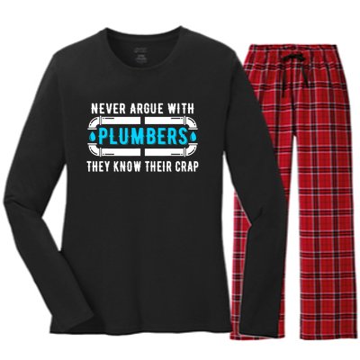 Plumber Plumbing Tools Women's Long Sleeve Flannel Pajama Set 