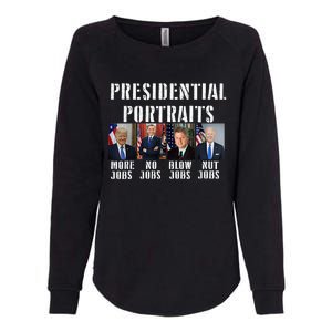 Presidential Portraits Trump More Jobs Obama No Jobs Bush Womens California Wash Sweatshirt