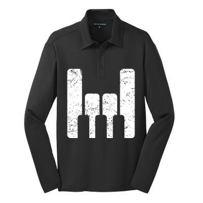 Piano Player Teacher Gift The Keyboard Rocks Silk Touch Performance Long Sleeve Polo