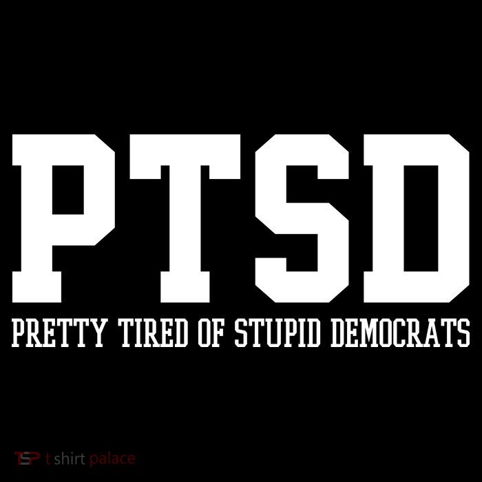 PTSD Pretty Tired Of Stupid Democrats Funny Cooling Performance Long Sleeve Crew