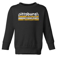 Pittsburgh Pennsylvania Three Stripe Vintage Weathered Toddler Sweatshirt