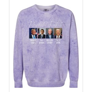 Presidential Portraits Trump More Jobs Obama No Jobs Bush Colorblast Crewneck Sweatshirt