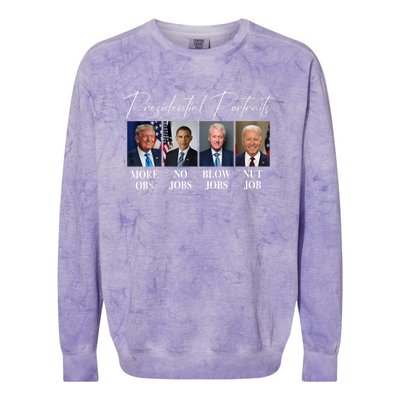 Presidential Portraits Trump More Jobs Obama No Jobs Bush Colorblast Crewneck Sweatshirt