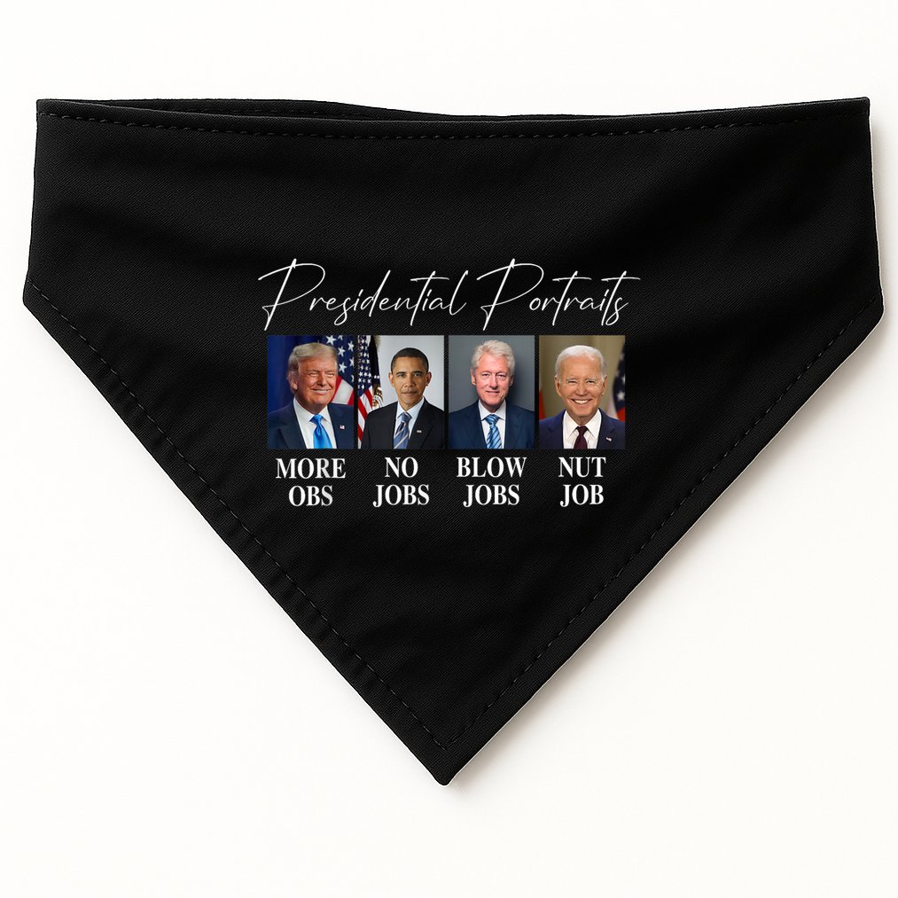 Presidential Portraits Trump More Jobs Obama No Jobs Bush USA-Made Doggie Bandana