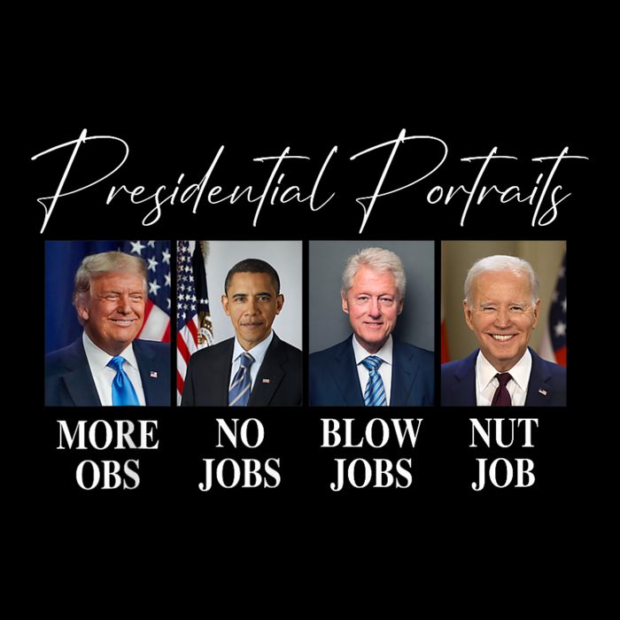 Presidential Portraits Trump More Jobs Obama No Jobs Bush Drawstring Bag