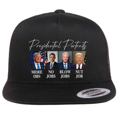 Presidential Portraits Trump More Jobs Obama No Jobs Bush Flatbill Hat