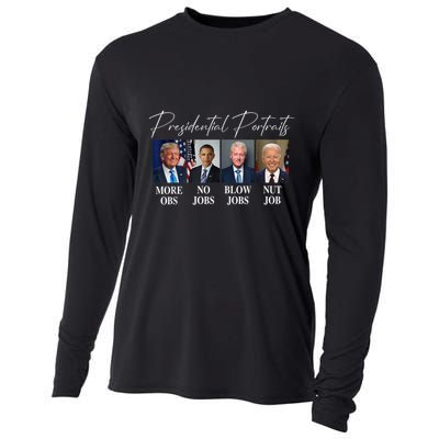 Presidential Portraits Trump More Jobs Obama No Jobs Bush Cooling Performance Long Sleeve Crew